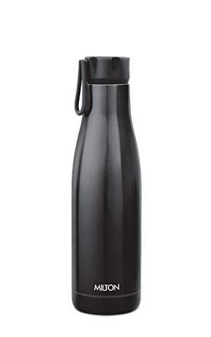 Milton FAME-600 Thermosteel Vacuum Insulated Stainless Steel Hot & Cold Water Bottle, 533 ML, Black