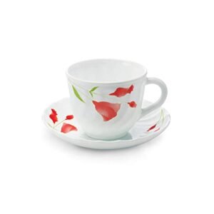 Larah by Borosil Diana Cup and Saucer Set, 220ml, 12-Piece, White - Image 3