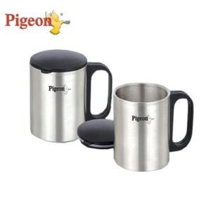 Pigeon Steel Coffee Cup - 2 Pieces, Silver, 180 ml - Image 2