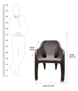 Cello Plastic Arm Rest Dynamo Without Cushion Mid Back Chair (Brown) - 2 Pieces - Image 5