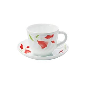 Larah by Borosil Diana Cup and Saucer Set, 220ml, 12-Piece, White - Image 5