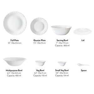 Larah by BOROSIL Glass Dinner Set - 35 Pieces, White - Image 3