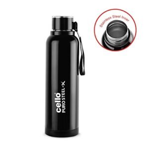 Cello Puro Steel-X Benz Water Bottle with Inner Steel and Outer Plastic , 900 ml (Black) - Image 6
