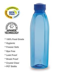 Cello Crystal PET Bottle Set, 1 Litre, Set of 6, Blue - Image 4