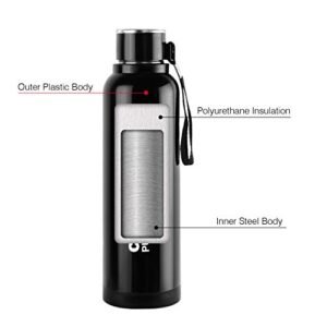 Cello Puro Steel-X Benz Water Bottle with Inner Steel and Outer Plastic , 900 ml (Black) - Image 4