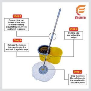 Esquire Elegant Yellow 360° Spin Mop Set with Additional Refill - Image 8