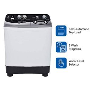 Haier 8.5 Kg Semi-Automatic Top Loading Washing Machine (HTW85-186S, Grey) - Image 3