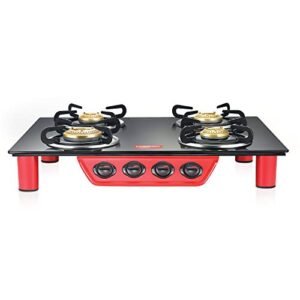 Prestige Breeze 4 Burner LP Glass Gas Table GTB 04 - Black, Frameless Gas Stove, Manual - Image 2