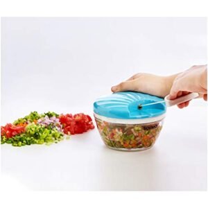 Amazon Brand - Solimo 500 ml Large Vegetable Chopper with 3 Blades, Blue - Image 3