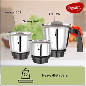 Pigeon Amaze Plus Mixer Grinder Combo, Amaze Plus 550 W Mixer Grinder (3 Jars) and Handy Chopper Mini, (Mixer Combo) - Image 3