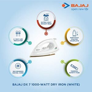 Bajaj DX 7 1000-Watt Dry Iron, White - Image 3