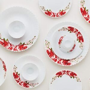 Larah by BOROSIL Glass Dinner Set - 35 Pieces, White - Image 2