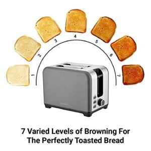 Hafele Amber - Stainless Steel 930 Watt 2 Slot Pop-up Toaster with 7 Level Adjustable Browning Control, Removable Crumb Tray for Easy Cleaning, Re-heat, Stop and Defrost Functions, Grey - Image 4