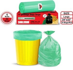 Shalimar Premium OXO - Biodegradable Garbage Bags (Large) Size 60 cm x 81 cm 6 Rolls (90 Bags) (Dustbin Bag/Trash Bag) (Green Colour) - Image 2