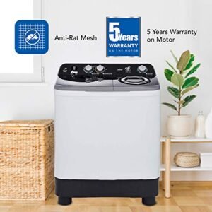 Haier 8.5 Kg Semi-Automatic Top Loading Washing Machine (HTW85-186S, Grey) - Image 6