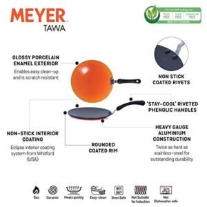 Meyer Aluminium Non-stick Curved Roti/Chappati/Parantha Tawa, 26 cm (Orange) - Image 5