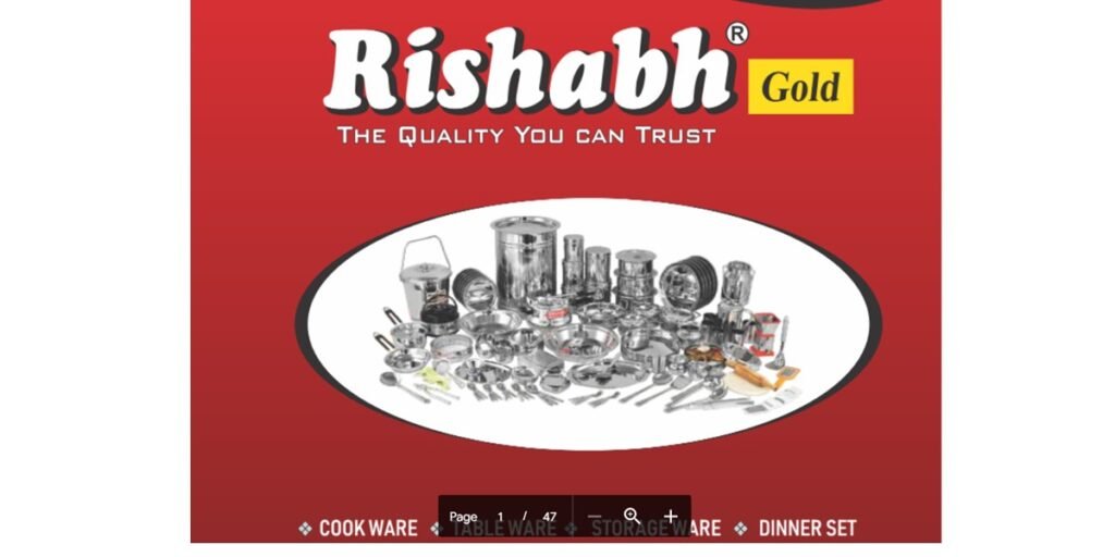 Rishabh Gold Stainless Steel Utensils Brand Page