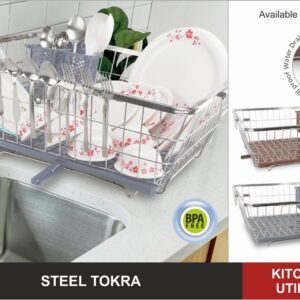 NAYASA STEEL TOKRA WITH DISH TRAINER RACK AND CUTLERY STAND