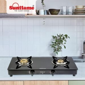 sunflame crystal 2 burner black