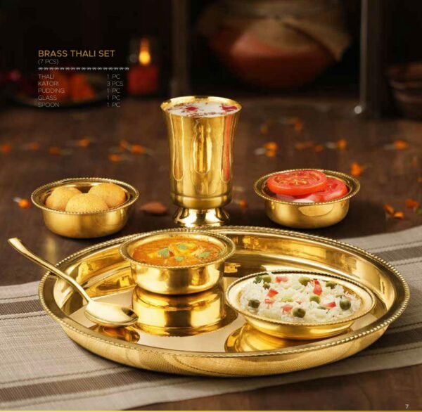 Brass Thali Set , Expo Brass thali 7 pc Set